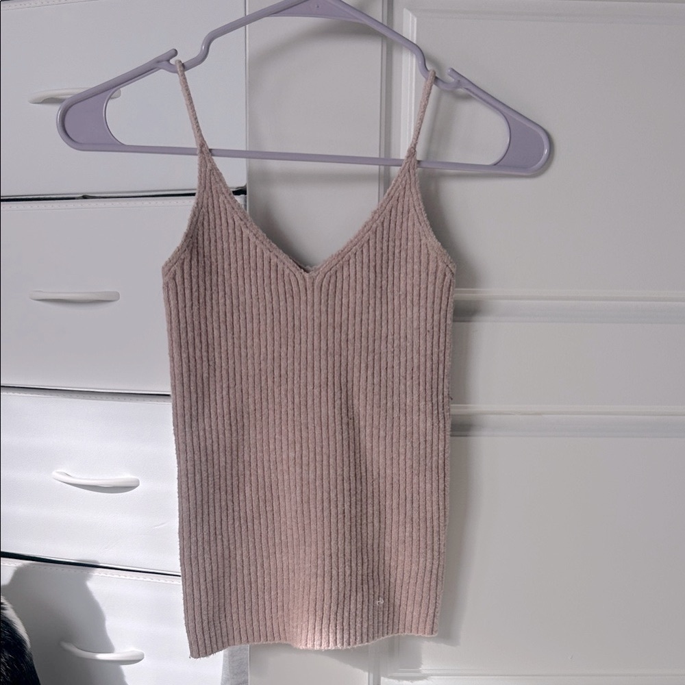 AE Dusty Pink Ribbed Knit Tank Top
